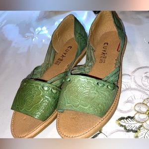 Teal Embossed Cuya Mexican Huaraches